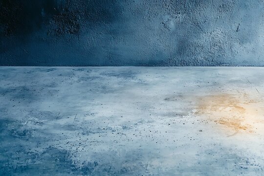 Abstract textured surface with blue wall and concrete floor for modern interior or background design