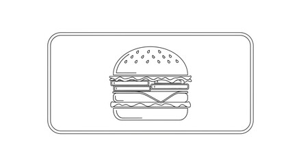 Fototapeta premium Minimalist Burger Icon Outline on White Background