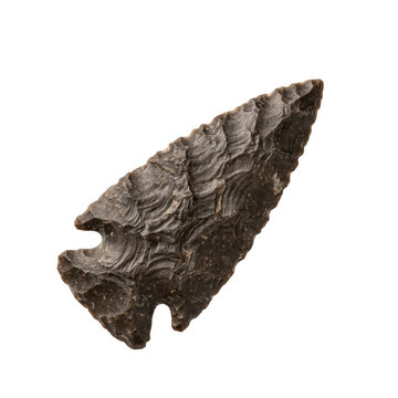 Ancient stone arrowhead, isolated on transparent background