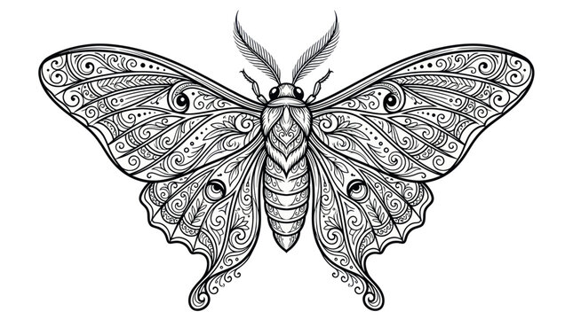 Intricate Butterfly Tattoo Design, Mandala Art, Zentangle Illustration