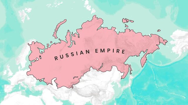 animated motion map displaying the historical russian empire expanding across a stylized geographical background video clip