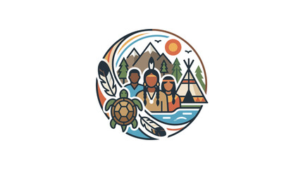 Indigenous People and Nature Icon Illustration © Arthar Mahendra