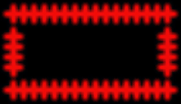 Abstract Red Zigzag Border Frame on Black Background
