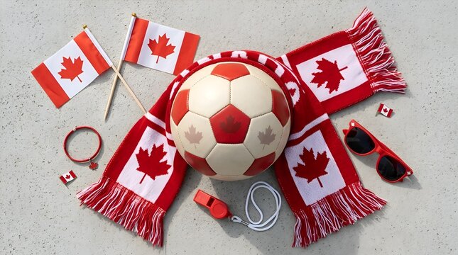 Canadian Soccer Fan Gear: Ball, Flags, Scarf, Accessories