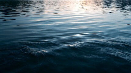 Fototapeta premium A smooth water surface bathed in bright daylight creates a serene and tranquil natural background