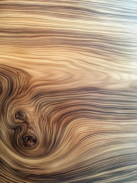 Close-up of Natural Wood Grain Pattern with Swirling Lines and Varied Color Shades in Hardwood Surface