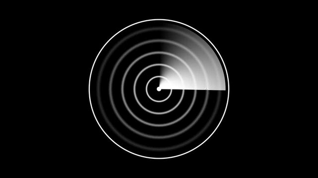 Digital radar HD scanning animation with sonar circle rotating. Technology detection system tracking target points on dark screen. High-tech signal communication concept motion 4K.