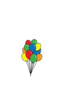 A vibrant bunch of colorful latex balloons floating against a clean white background