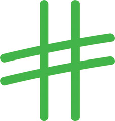 Obraz premium Green hashtag symbol icon vector design isolated on transparent background