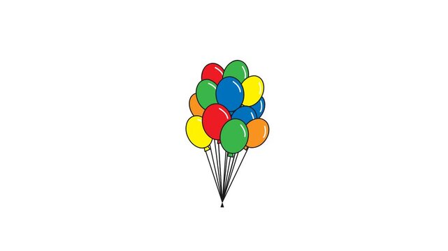 Colorful balloon bouquet floating against a plain white background