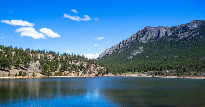Panoramic view of Lily Lake, Rocky Mountains National Park, Colorado, USA