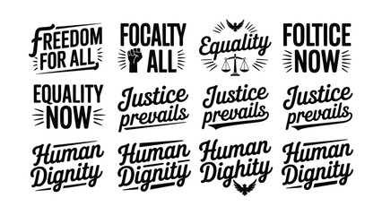 Obraz premium Black And White Social Justice Slogans Typography Design Collection
