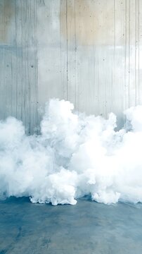 Abstract cloud formation with wall and water element, soft textures, natural lighting, minimalist design, atmospheric background