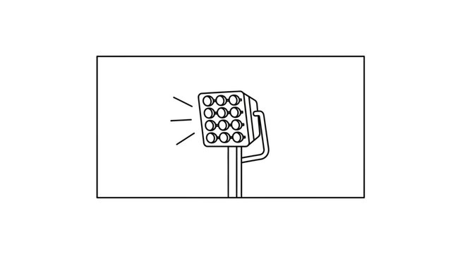 Modern LED Floodlight with Multiple Diodes on a Pole, Outdoor Lighting