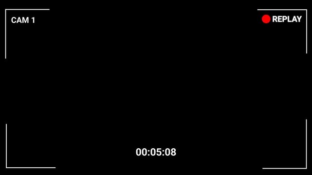 video camera replay screen overlay preview with timer on a transparent background, Video replaying template with REPLAY icon for video cameras, 4k camcorder interface,recording camera screen interface