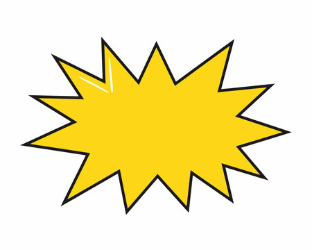 Yellow Comic Explosion Bubble on White Background