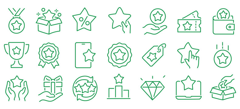 Exclusive benefit, prize, incentive, reward editable stroke outline icons set isolated on white background flat vector illustration. Pixel perfect. 64 x 64.