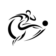 Obraz premium Vibrant tribal style footballer silhouette design for sports branding and events
