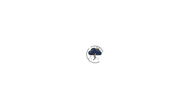 Minimalist weather icon cloud with rain on white background digital illustration