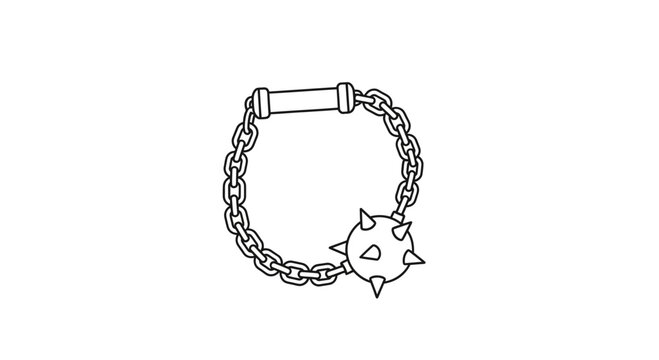 Medieval Flail Weapon Icon, Spiked Ball on Chain, Fantasy Game Asset