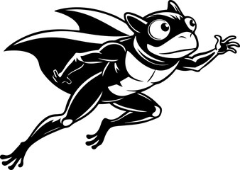 Fototapeta premium Superhero frog leaping through the air
