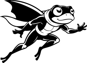Fototapeta premium Superhero frog leaping through the air