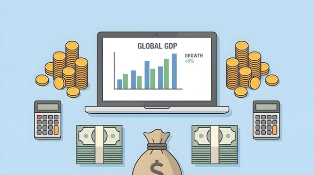 Finance Global Gdp Growth Digital Illustration
