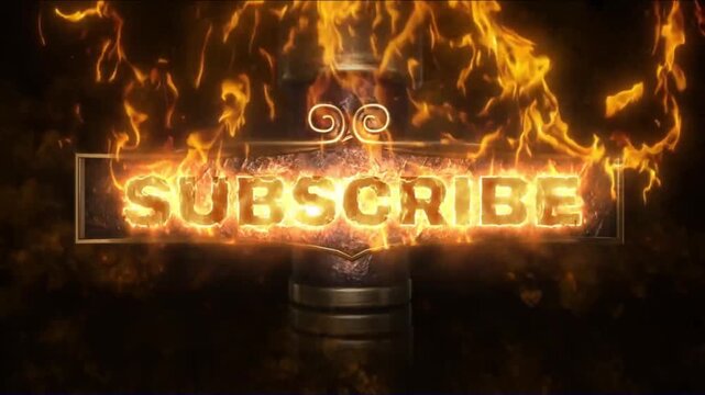 Blazing subscribe button with fiery flames