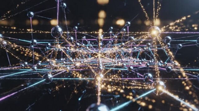 Global Network Connection, Digital Data Exchange, AI Technology, Blockchain, Internet of Things, Cybersecurity, Big Data Visualization
