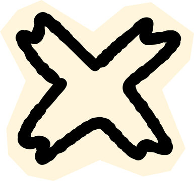 Hand Drawn Sticker Black X Mark For Scrapbook