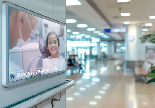 Dental Care Advertisement Display Mockup In Clinic PSD