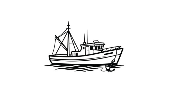 Fishing boat on the water surface.