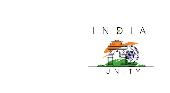 India Unity Concept Illustration with India Gate and Ashoka Chakra