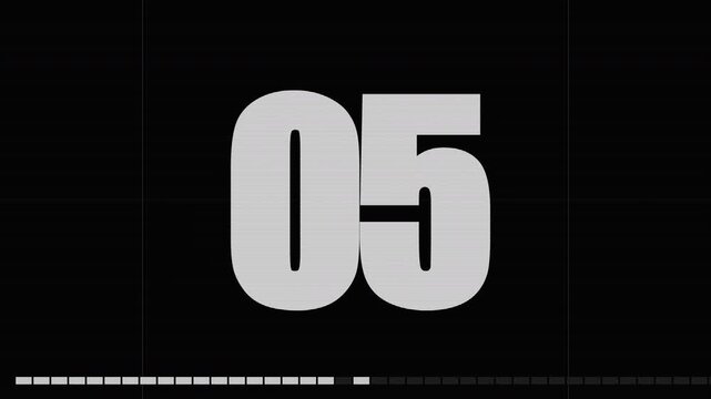 Animated Countdown Glitchy numbers on black background.