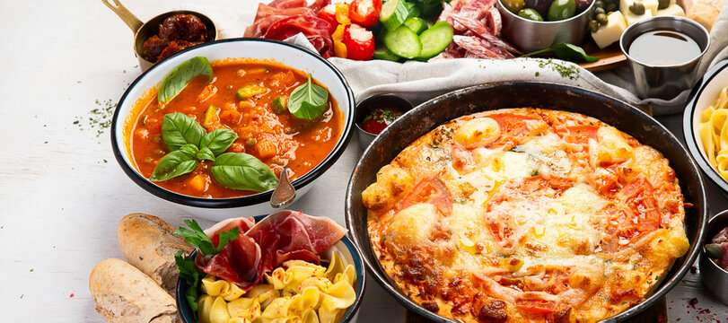 Variety of italian dishes. Italian cuisine