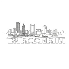 Obraz premium Wisconsin Skyline Silhouette With Text