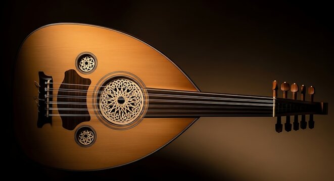 Close up of an oud musical instrument