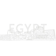 Obraz premium Line Drawing of Ancient Egyptian Temple and 'Egypt' Text