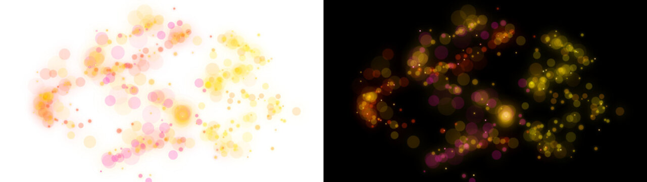 PNG image of Abstract bokeh light particles, glowing orbs, and shimmering dust trails in warm orange, yellow, and pink hues, perfect for festive backgrounds and celebratory designs. isolated on