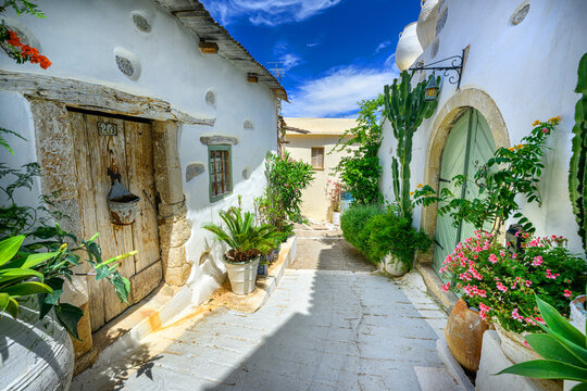 Beautiful and colorful Greece old street