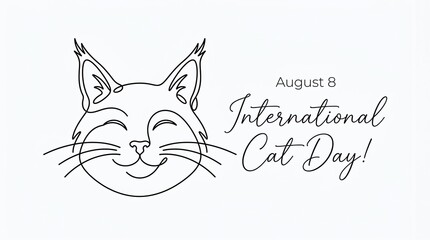 Obraz premium Continuous line drawing of a cat face for international cat day