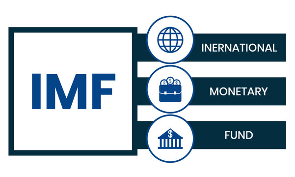 IMF - International Monetary Fund acronym. business concept background. vector illustration concept with keywords and icons. lettering illustration with icons for web banner, flyer, landing page