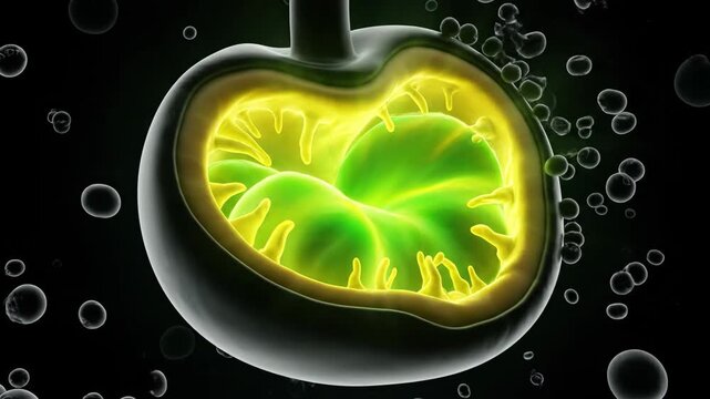 Animated Mitochondria Producing Cellular Energy (ATP)