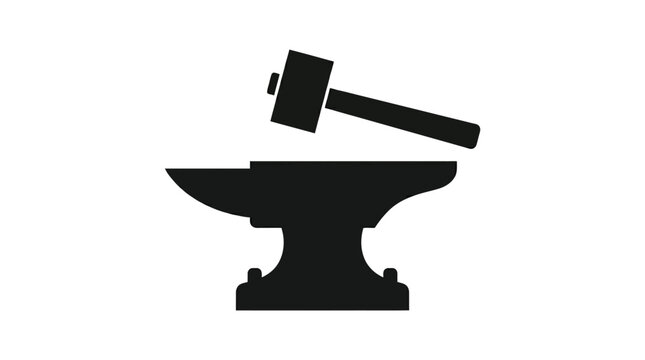 Blacksmith&rsquo;s anvil and hammer silhouette symbolizing industry and craftsmanship for metalworking projects
