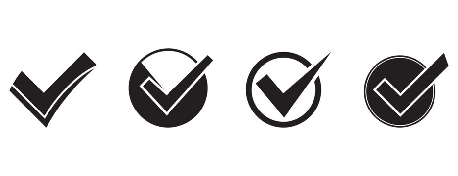 check mark icons in different shapes  checkmarks  ticks  correct symbols
