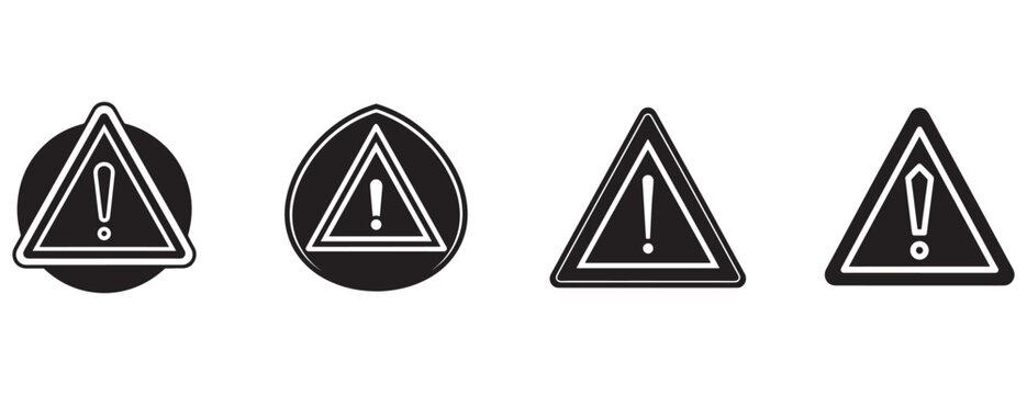 Warning signs and symbols for caution and alertness on white background  various icons