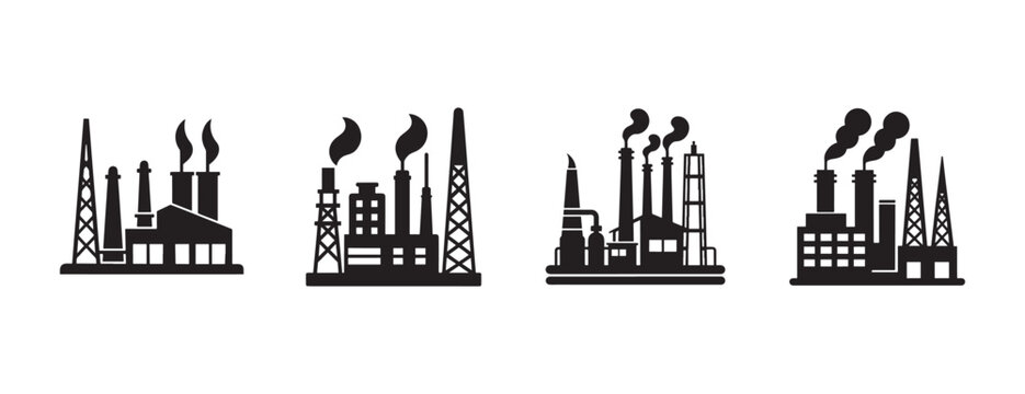 industry, factory, silhouette, smokestack, tower, industrial, pollution, environment, manufacturing