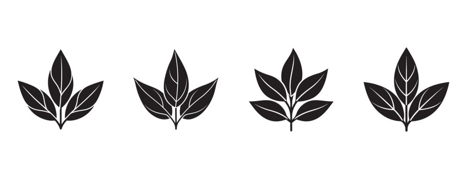 leaves, leaf, black, white, graphic, design, element, icon, 
