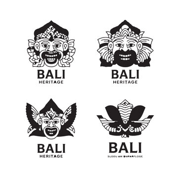 Traditional balinese heritage mask graphic symbols with heritage indonesia tradition balinese