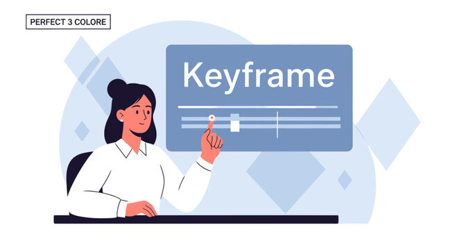 Woman Adjusting Keyframe Animation Timeline on Digital Screen - Concept of Video Editing, Motion Graphics, and Digital Art Creation